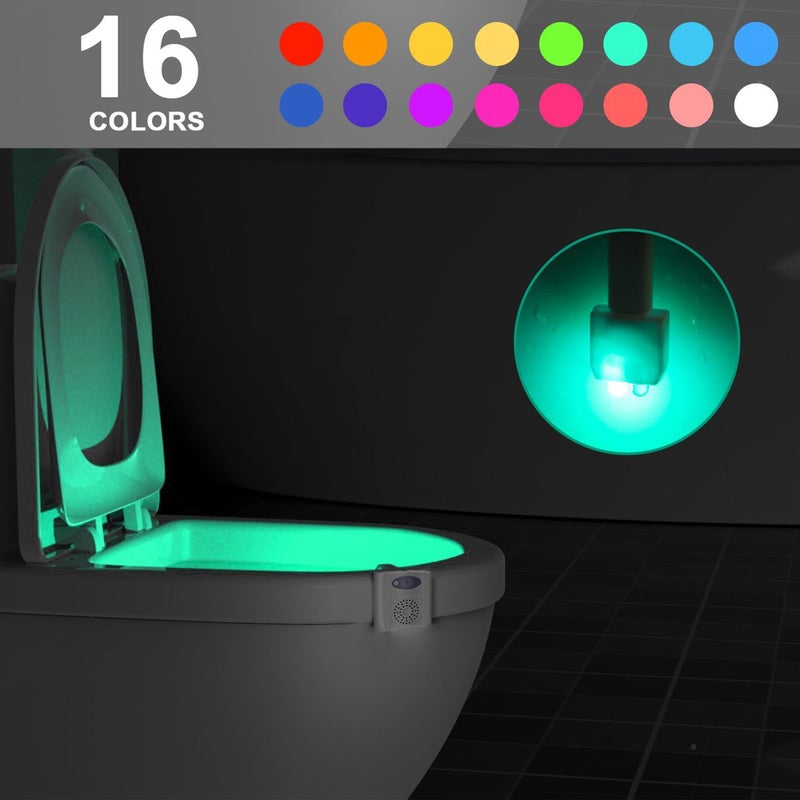 Ailun Toilet Night Light Motion Activated LED Light 16 Colors Changing Toilet Bowl Illuminate Nightlight for Bathroom Battery Not Included Perfect Decorating Combination with Faucet Light [2 Pack] - Image 2